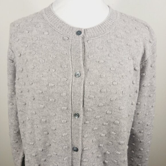 Isaac Mizrahi, NWOT Gray Cashmere Cardigan Sweater Bubble Texture,  LRG, Classic - Picture 6 of 16